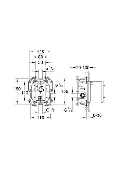 Grohe Rapido T Ankastre Termostatik İç Gövde -  35500000 Krom