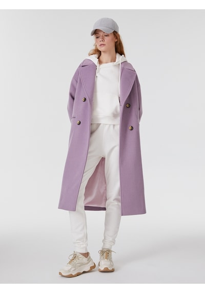 Oversize Kadın Kaban Lila
