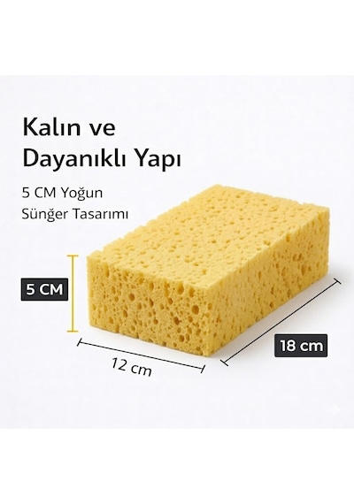 - Doğal Oto Yıkama Süngeri, Delikli Araba Temizleme Süngeri, Araç Köpüklemek İçin Sünger - 18x1
