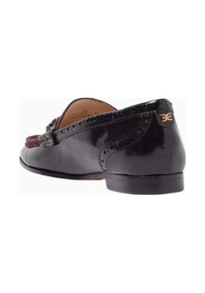 Sam Edelman Liona Siyah Deri Süet Detaylı, Altın Tokalı Kadın Loafer Ayakkabı