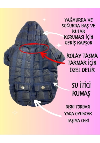 Kemique Black Navy Comfie Köpek Montu Ceketi Köpek Dış Giyim