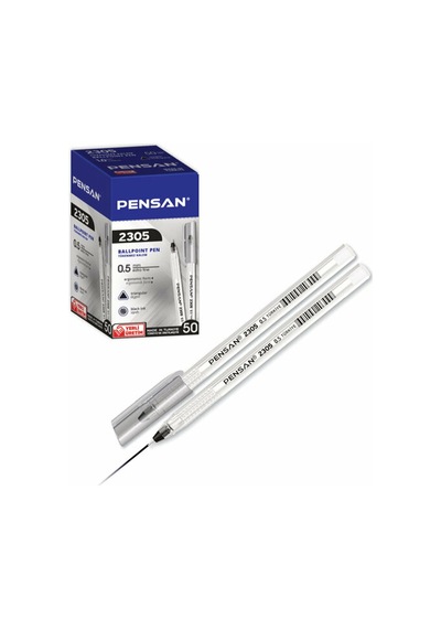 Pensan Tükenmez Kalem Üçgen Siyah 0.5 Mm 50 Li 2305 Çok Renkli