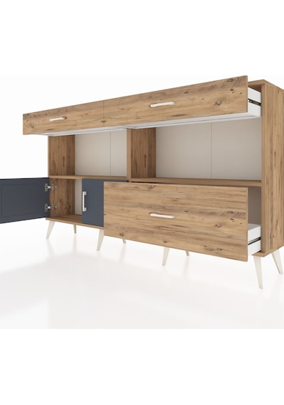 Arges Konsol 2 Raflı 3 Çekmeceli 2 Kapaklı 176x30x99 Çam-antrasit Çam-antrasit/çam Arges Konsol 2 Raflı 3 Çekmeceli 2 Kapaklı 176x30x99 Çam-antrasit Çam-antrasit/çam