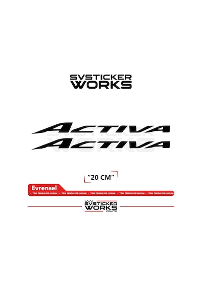 Honda Activa Sticker Uyumlu Yazı Yüksek Kalite Özel Kesim Folyo 2'li Set Siyah