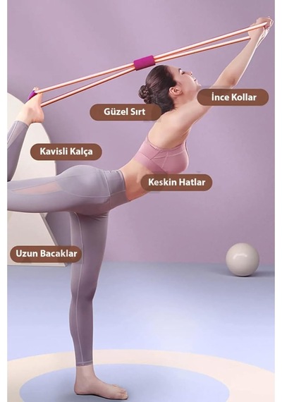 Pembe Pilates Direnç Lastiği İpi Vücut Şekillendirici Kelebek Güç Lastiği Egzersiz Genel