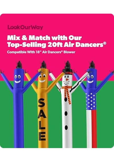 Inflatables Lookourway Air Dansçı Hoch Tube Man Şişirilebilir Sabitleme 20-feet 20'kırmızı Çok Renkli