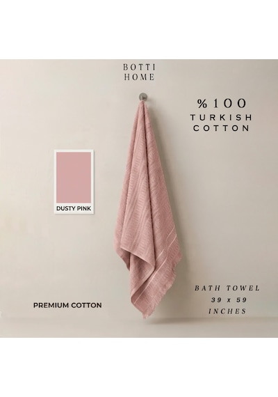 Botti Home %100 Pamuk Jakarlı Banyo Havlusu 100 X 150 Cm Çeyizlik Yumuşak Dokulu Havlu Pembe
