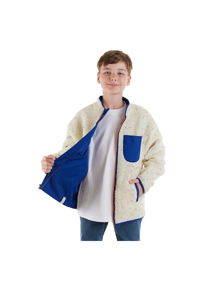 Denokids Beyaz Kız Ve Erkek Çocuk Uniseks Peluş Mont Renkli
