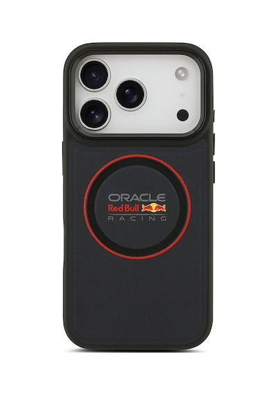 Apple Uyumlu iPhone 17 Pro Kılıf Redbull Lisanslı M-safeli Kırmızı Halka Ve Logo Kabartmalı Pu Deri Kapak Siyah Siyah