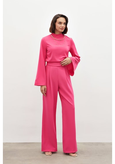 Sateen Bel Detaylı Pantolon - Pembe-134553 Pembe