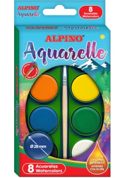 Alpino Aquarelle 8 Renk Sulu Boya Seti 28 Mm