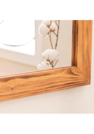 Ayrex Dfn Wood Masif Ahşap Dikdörtgen Dekoratif Duvar Salon Ofis Boy Aynası 100x40 Cm Genel
