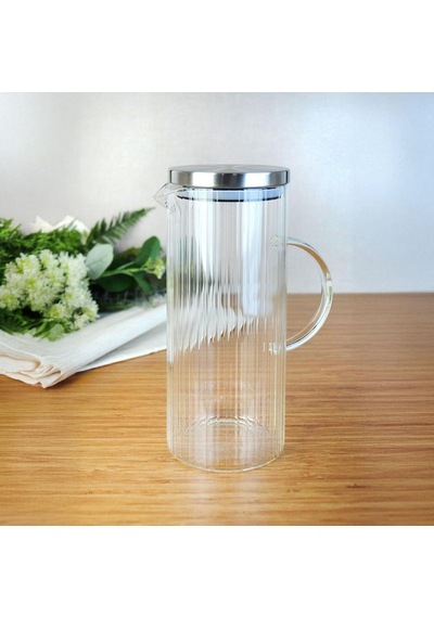 Deconox 1500ml Metal Kapaklı Line Borosilikat Cam Yağlık & Sürahi Şık, Dayanıklı Ve Zindeliklı Saklama Çö Diğer