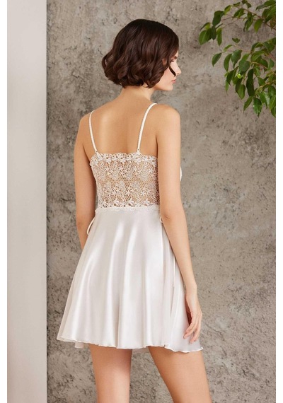 Pierre Cardin 6005 Kadın Ekru Gelin Set 6'lı Saten Takım Ekru