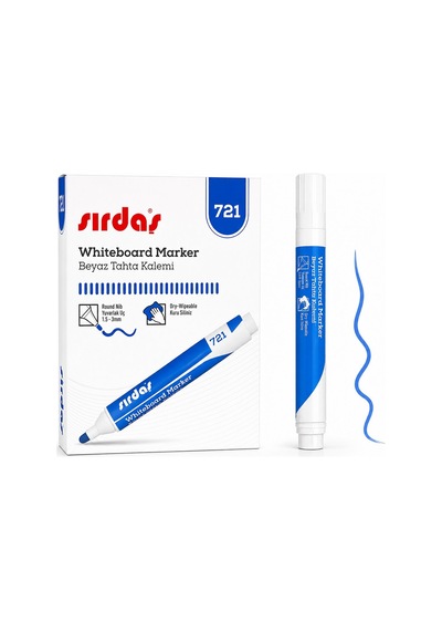 Yuma Ym-793-m Beyaz Tahta Kalemi 3mm Yuvarlak Uç Mavi - 12'li Paket