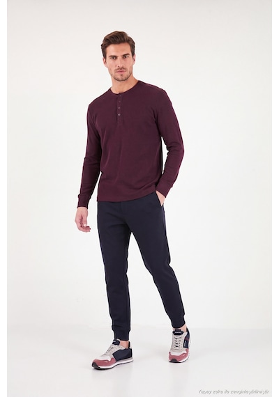 Buratti Pamuklu Regular Fit Düğmeli Bisiklet Yaka Sweat Erkek Sweat 5905852 Vişne