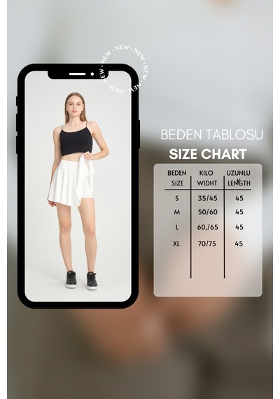 Mrmpro Kadın Mini Şortlu Volan Etek Likralı Esnek Toparlayıcı Beyaz BEYAZ