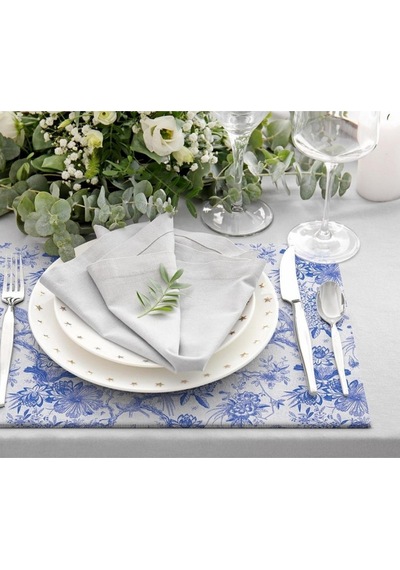 Blue Garden Kumaş Amerikan Servis 4'lü Set Keten Kumaş, Uluslararası Yıkama Ve Solmama Sertifikası Çok Renkli