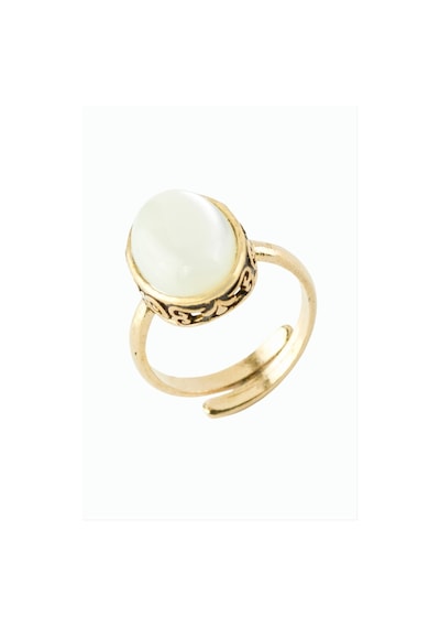 Oval - 617 - Doğaltaşlı Otantik - Nazblsmm - Yüzük Sedef Bronz