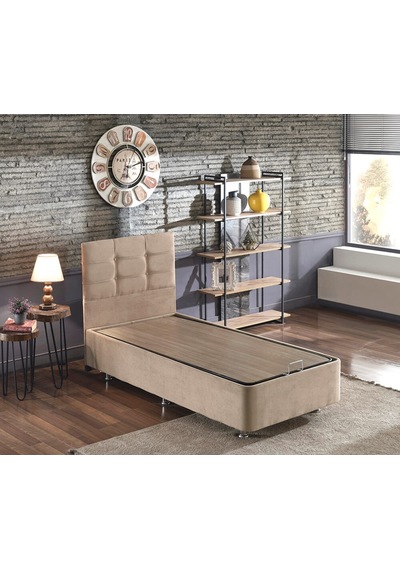 Nironyatak Niron Polo Baza Ve Başlık Seti -100 x 200 CM Cm Tek Kişilik Sütlü Kahv