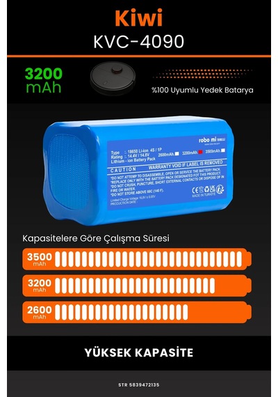 Kiwi Kvc 4090 3200mAh Robot Süpürge Bataryası