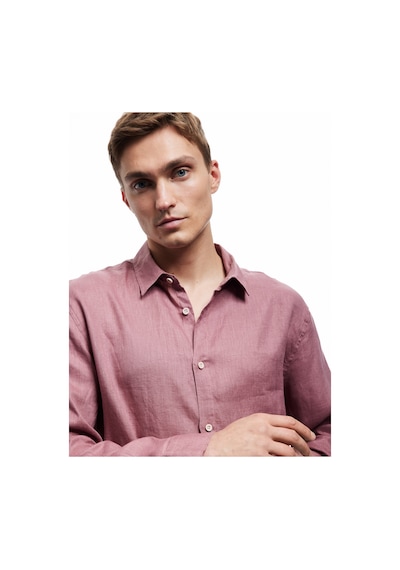 Koton Klasik Yaka Regular Fit Uzun Kollu Keten Gömlek Pembe 5sam60172hw Gül