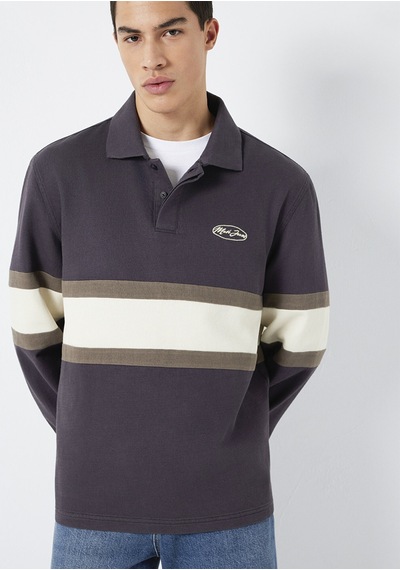 Mavi - Mavi Jeans Nakışlı Polo Yaka Antrasit Sweatshirt 0s10575-70101 Antrasit