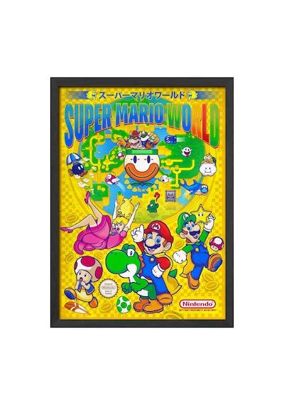 Super Mario Siyah Ahşap Çerçeveli Poster, Dekoratif Oyun Duvar Tablosu