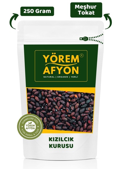 Yörem Afyon Meşhur Tokat Yöresinden Doğal Kurutulmuş Katkısız Zengin Aromalı Kızılcık Kurusu Cornus Mas 250g 250 G