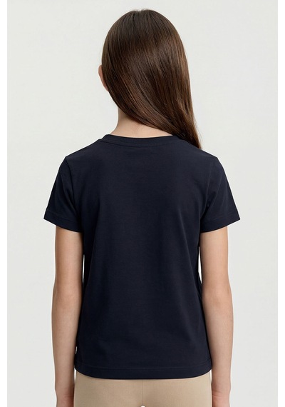 Lacivert O Yaka Standart Fit Basic Unisex Çocuk T-shirt - 11328 Lacivert