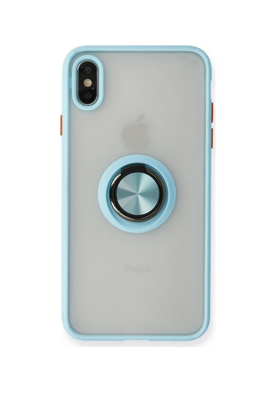 Newface - 366 - iPhone Uyumlu X Kılıf Montreal Yüzüklü Silikon Kapak - - Csmo-tex - Buz Mavi