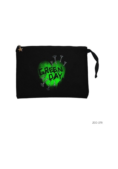 Zepplin Giyim Green Day Green Hearth Siyah Clutch Astarlı Cüzdan / El Çantası