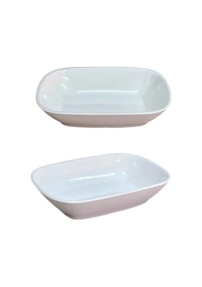 6 Lı Melamin Kayık Tabak Seti - 17x11 Cm Büyük Boy Meze Kahvaltılık - Kırılmaya Dayanıklı - Beyaz Beyaz