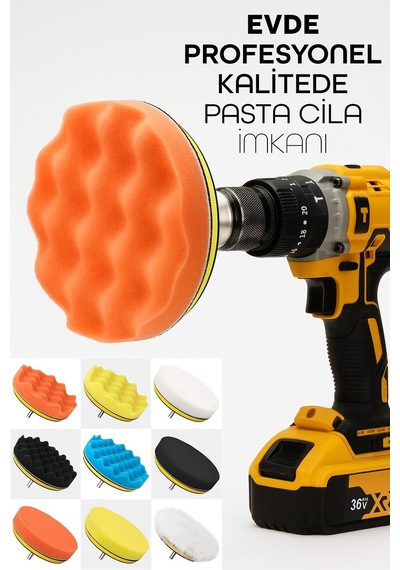 Büyük Boy 11 Parça 150mm Pasta Cila Polisaj Süngeri Seti Matkap Uyumlu Pasta Cila Parlatma Pedi Seti