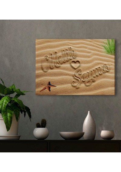 Bk Gift Kişiye Özel Aşkını Kumsala Yazdım Kanvas Tablo-1 30x50 , Sevgiliye Hediye, Doğum Günü Hediyesi Kobitmeyencom32707 Bk Gift