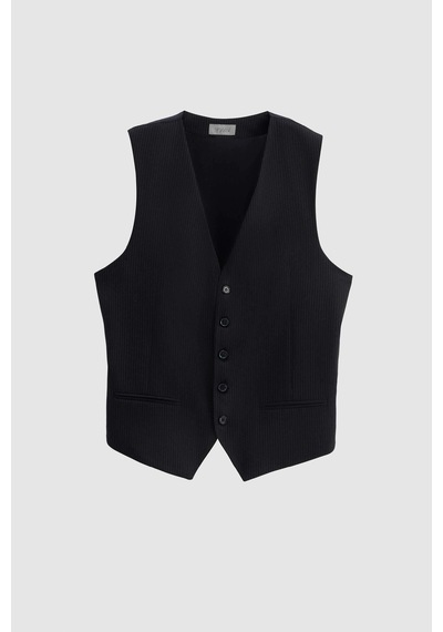 Twn Slim Fit Lacivert Çizgi Desenli Takim Elbise Yelekli 3efy5jb185592 Lacivert
