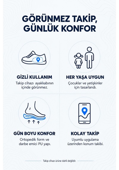 Mg18 - Trackstep Gizli Hazneli, Konum Takipli Airtag Uyumlu İç Tabanlık Çocuk & Demans