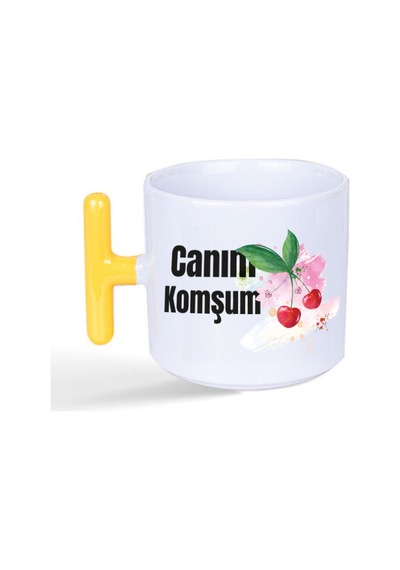 Canım Komşum Baskılı Sarı Kulplu T Kupa