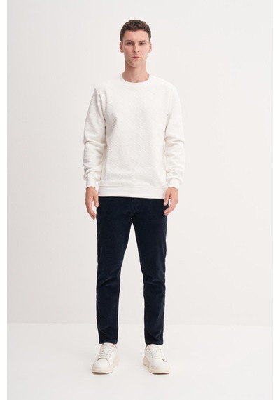Cazador 53410 Erkek Bisiklet Yaka Sweatshirt Ekru