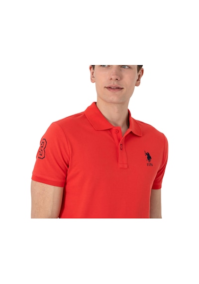U.S. Polo Assn. Erkek Slim Fit Polo Yaka Basic Tişört Kırmızı