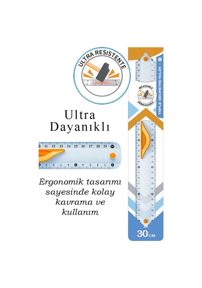 Dayanıklı Cetvel Takımı 30 Cm 1 Paket Plastik Cetvel Gönye İletki Şeffaf Geometri Takımı Çizim Seti 3 Parça Okul