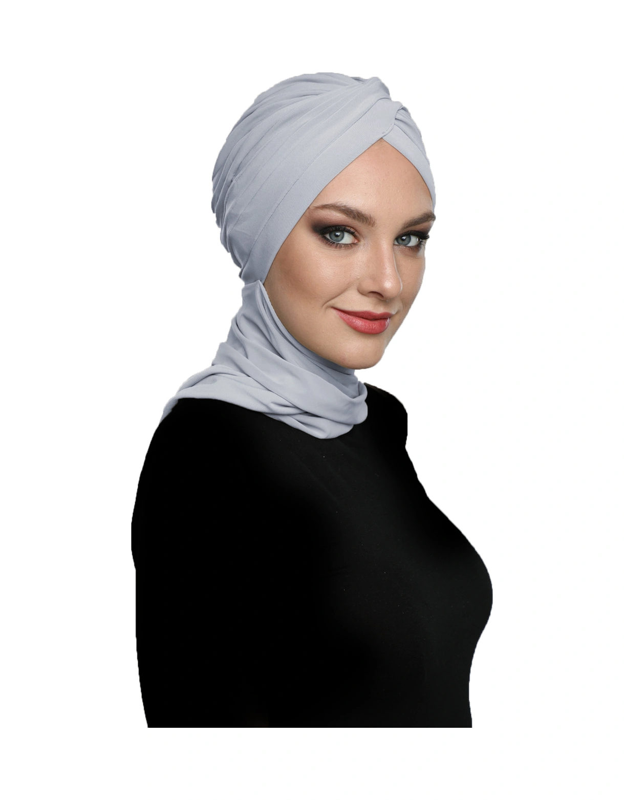 Elysianfidan Çapraz W Atkılı Açık Gri Hazır Türban Tesettür Bone Açık Gri