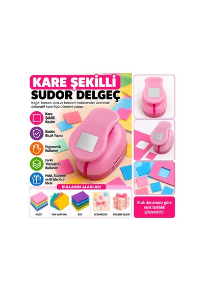 Kare Şekilli Orta Boy Şekilli Delgeç Kağıt Fon Kartonu Eva Delgeç Scrapbook Hobi Delgeci Çok Renkli