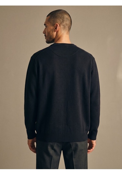 Maccali Erkek Lacivert Büyük Beden Pamuklu Kışlık Desenli Sweatshirt