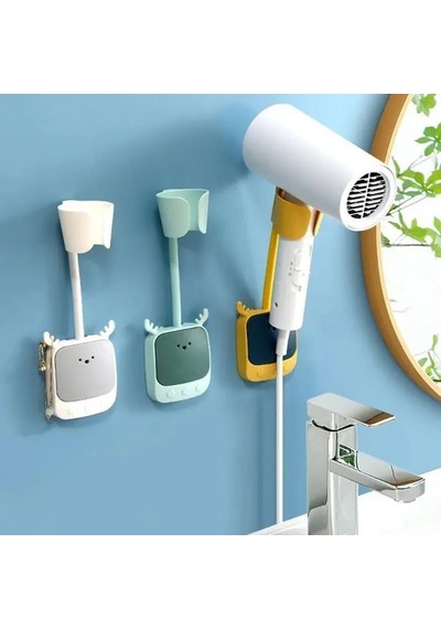 Özel Üretim Banyo Askısı Duvar Askılığı Kullanışlı Raf Geyik Figürlü Fön Makinesi Askı Aparatı Çok Renkli