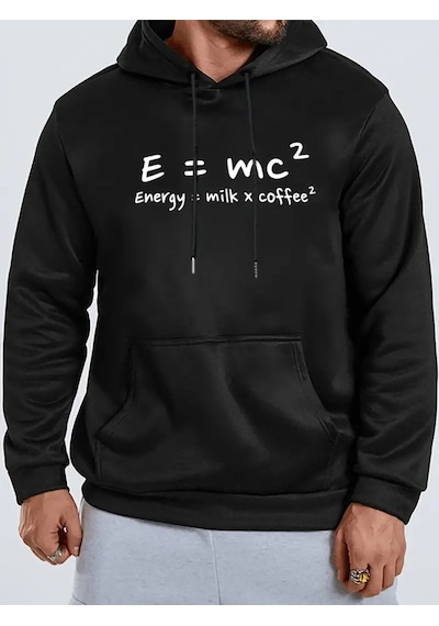 Nevermind Unisex Energy Emc Baskılı Oversize Baskılı Kapşonlu Sweatshirt 3 Siyah