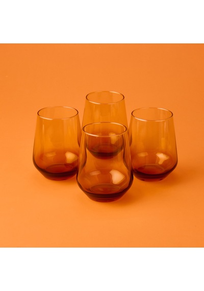 Raklee New Iconic 4'lü Su Bardağı Seti - Amber - 425 Ml Renkli