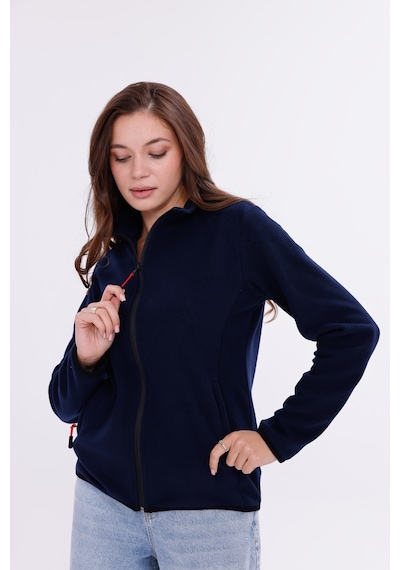 Monox Kadın Slim Fit Tam Fermuarlı Polar Ceket Lacivert