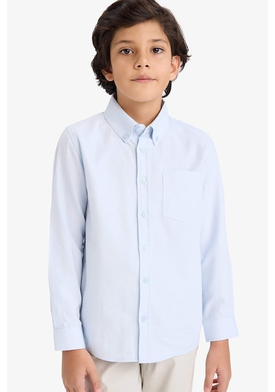 Defacto Erkek Çocuk Polo Yaka Oxford Uzun Kollu Basic Düz Gömlek W3215a626spbe61 Mavi-be61