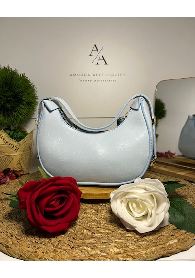Amoura Retro Parlak Yarım Ay/hilal Çanta Buz Mavi